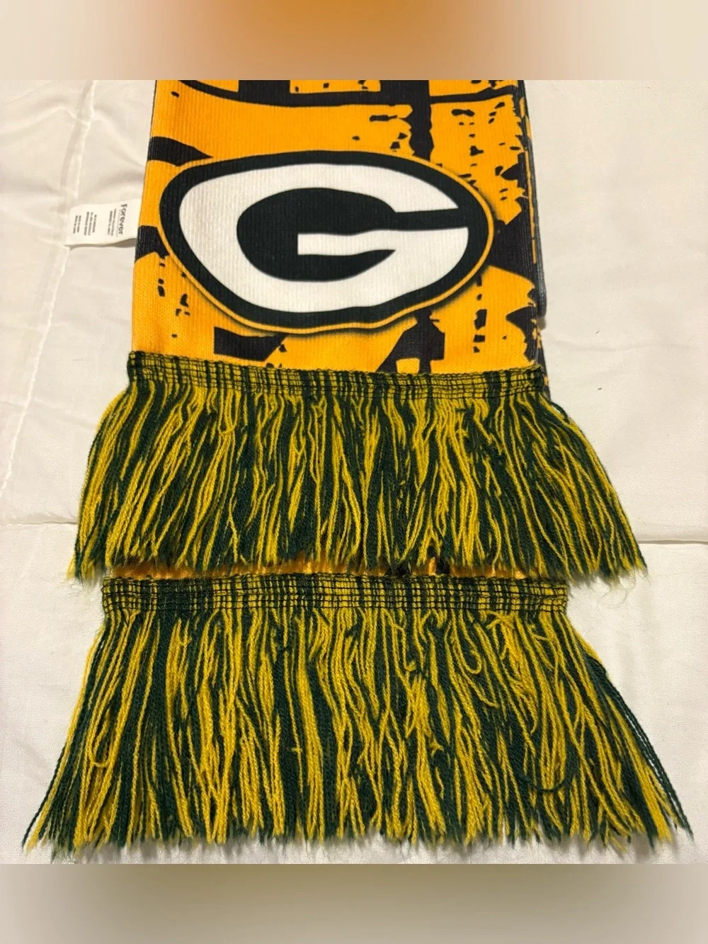 RARE Vintage Green Bay Packers FOCO Polyester Sublimated Split Scarf -Gray/Yell